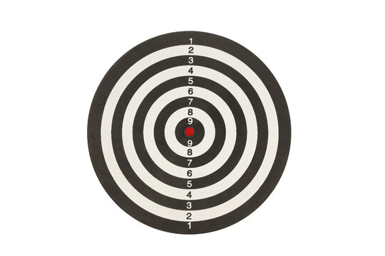 Target board with numbered circles, isolated on white, PNG