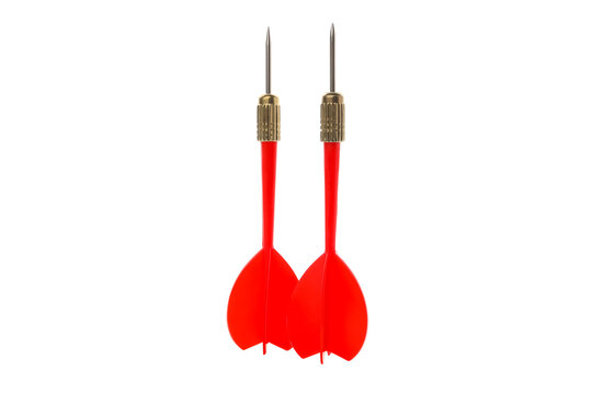 Two red darts on a white background, isolated on white, PNG