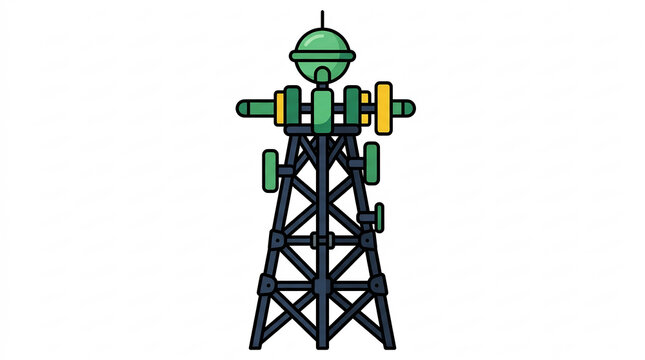Telecommunication tower illustration for network connectivity