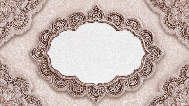 An ornate, antique-style beige frame with intricate floral bas-relief carvings surrounding a blank white central space.