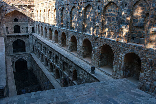 The Agrasen ki Baoli, a 60-meter long and 15-meter wide historical stepwell in New Delhi, India.