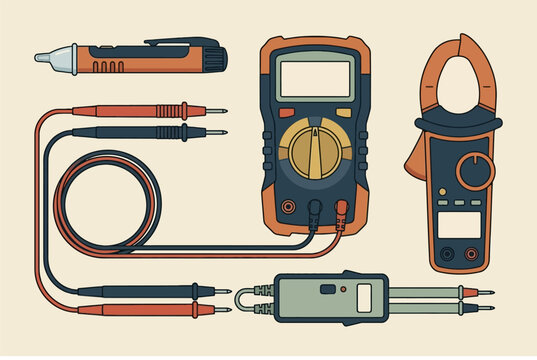 Professional electrical testing equipment set with digital multimeter