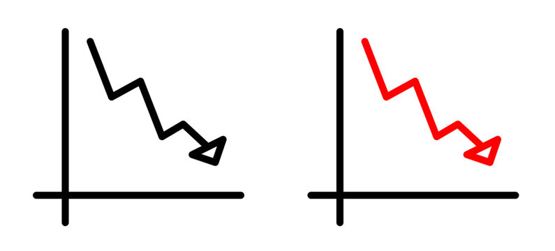 Reduction chart icon flat outline in black