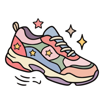 Colorful Kawaii Chunky Sneaker Running Shoe Illustration
