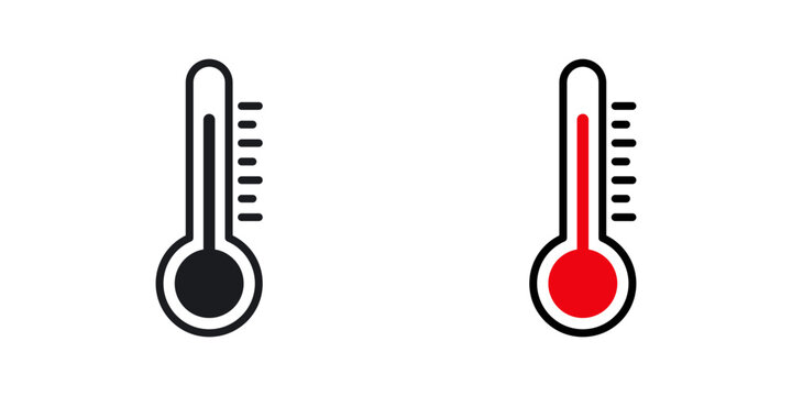 Thermometer icon flat outline in black