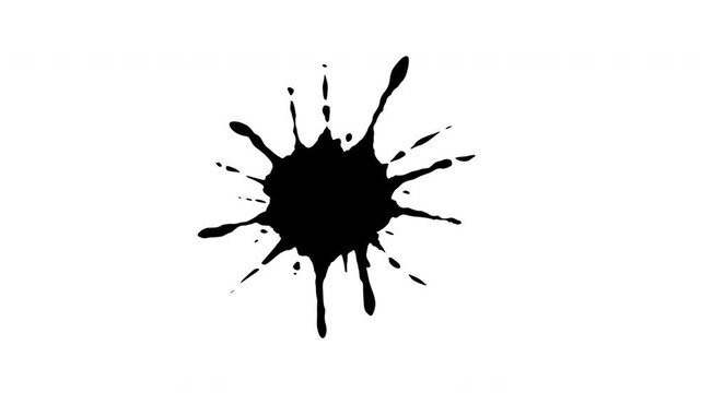 Animated splash brush , ink drop or  paint splats with 2d fx cartoon style , alpha channel only 4k. Suitable splashing video and brush transition .