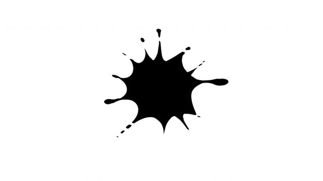 Black splash ink drop animated with cartoon and 2d fx style ,alpha channel and transparent only 4k, suitable splash brush and pain splats video or change scene transition 