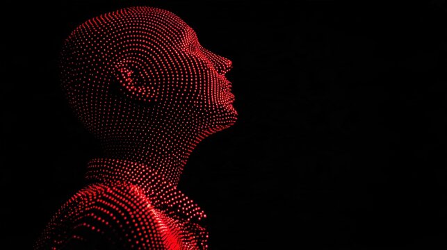 blood. Abstract red dot pattern on a human silhouette, representing an artistic medical concept with gradient lighting. STEM education sheets.