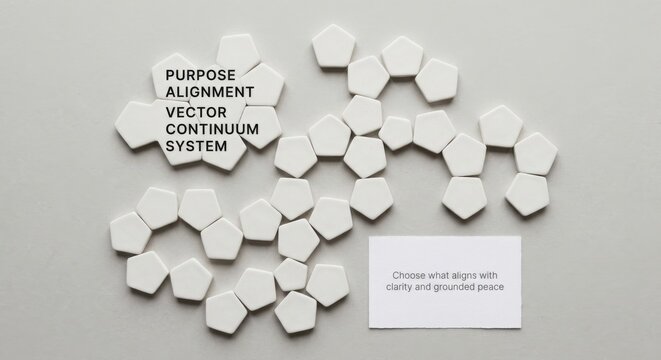White Porcelain Pentagons Arranged with Textual Guidance on a Neutral Surface