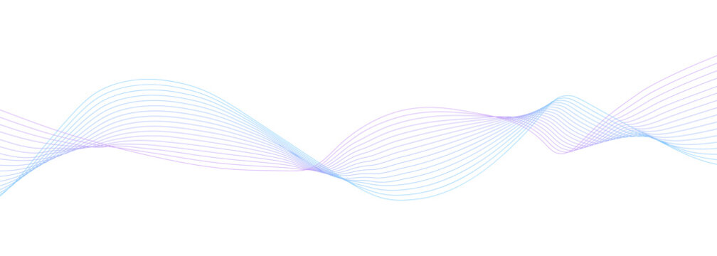 Abstract colorful wavy line background. Smooth dynamic wave flow. Transparent vector illustration