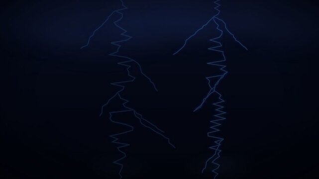 Forking lightning bolts striking down in electric blue storm