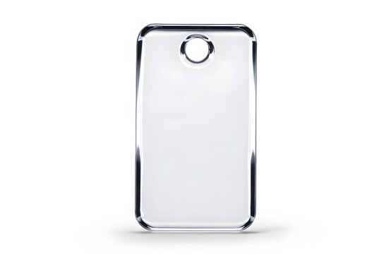 Blank metal tag with a hole for hanging on white background