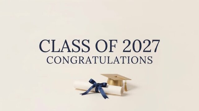 Graduation congratulatory message featuring academic cap and class of 2027 lettering mortarboard graduate congratulations