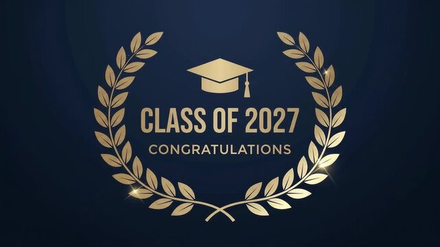 Golden laurel wreath symbol on dark blue background for academic achievement awards leaves foliage branch award gold