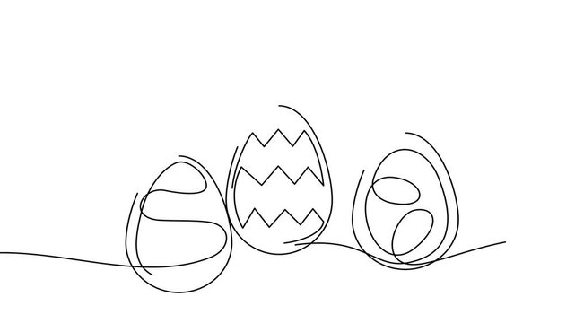 Self Drawing Animation of Easter Eggs and Bunny in Continuous One Line Style