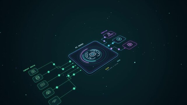 AI Agent Workflow Animation Showing Data Processing and Automation Pipeline