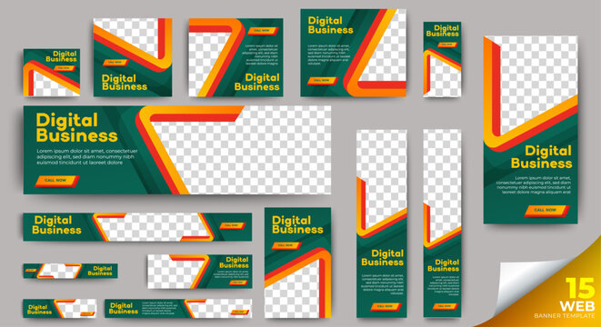 Professional ads banner template set design. Business web banner layout for cover, flyer, social media, background, poster, card. vector