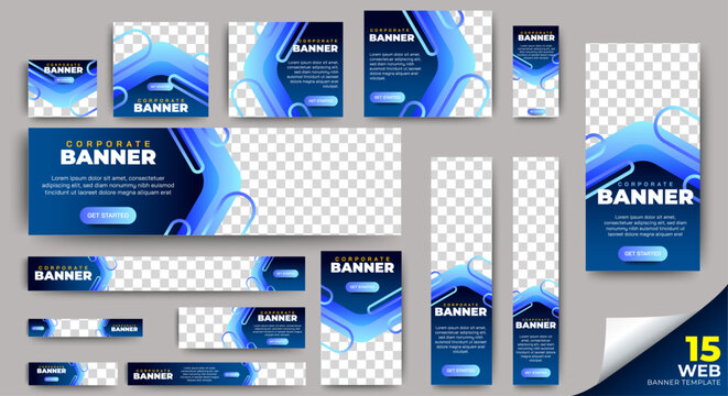 Professional ads banner template set design. Business web banner layout for cover, flyer, social media, background, poster, card. vector