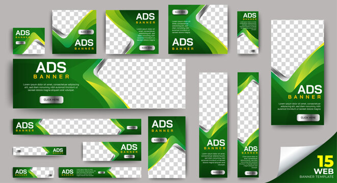 Business Advertising Banners template design with green background concept. vector	