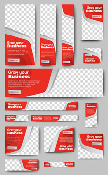 Ads web banner template set. Vector horizontal, vertical, square web banner ads design. Vector	