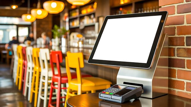 Modern point of sale touchscreen terminal and payment system in a restaurant