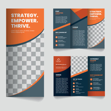 Strategy empower thrive corporate business trifold brochure template
