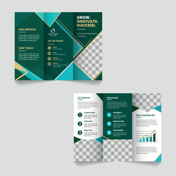 Grow innovate succeed corporate business strategy trifold brochure template
