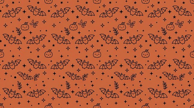 Cute Halloween Pattern with Bats and Pumpkins