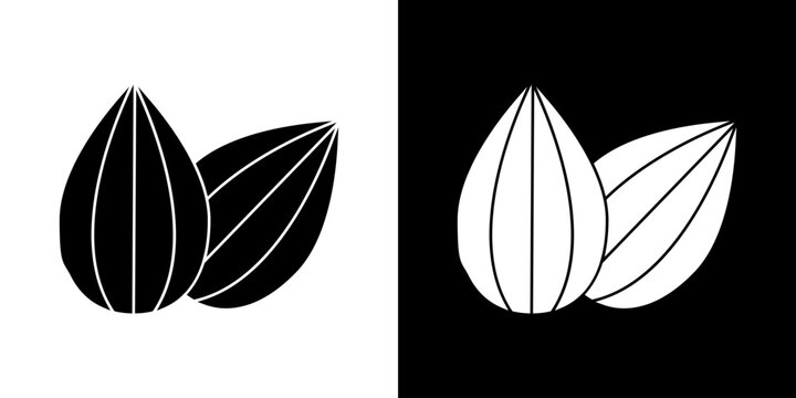 Almond icon flat outline in black
