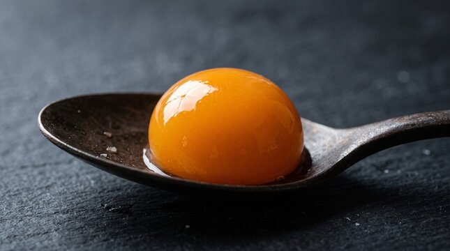 Reverse spherification egg yolk illusion molecular gastronomy glossy sphere fine dining macro