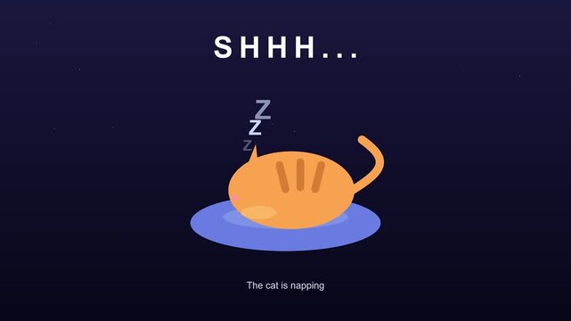 Cute Orange Cat Sleeping In Sequence With Subtle Movement Against Dark Background