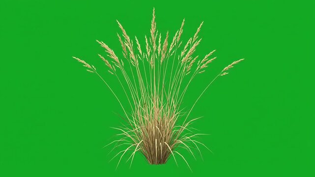 Ornamental grass swaying in breeze on green screen