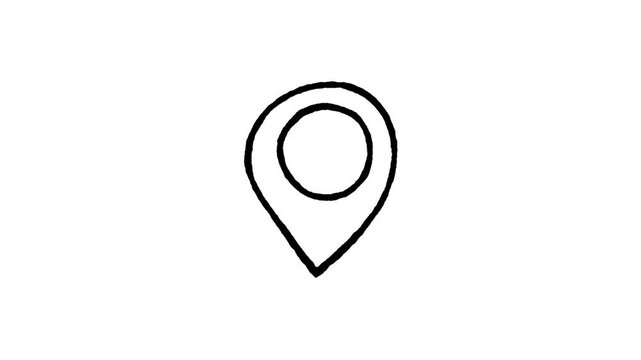Animated doodle icon of a round base map pointer pin for setting geographical markers.