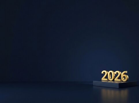 Golden 2026 Number on a Dark Podium