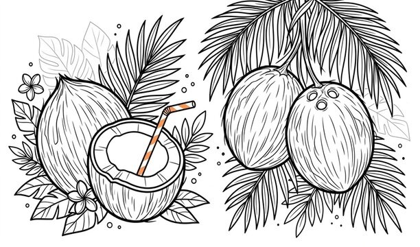 hand drawn vector illustration of a coconut