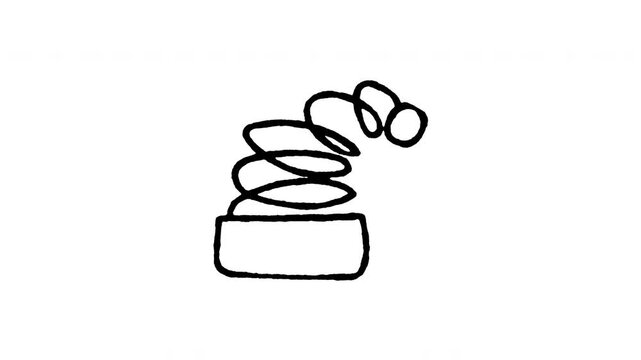 Animated doodle icon of a funny spring coiled bouncing Santa Claus hat.
