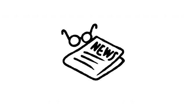 Animated doodle icon of a newspaper for dad reading news in the morning.