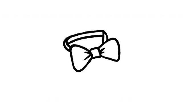 Animated doodle icon of a stylish gentleman bow tie accessory for men.