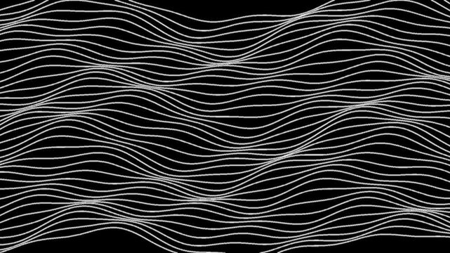 Abstract white wave lines overlay transparent background alpha channel loop