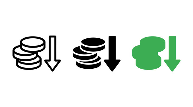 Cost Savings And Price Reduction Icons Set For Financial Business App Graphics