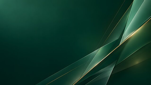 エメラルドグリーンと金のラインを組み合わせた高級幾何学背景
