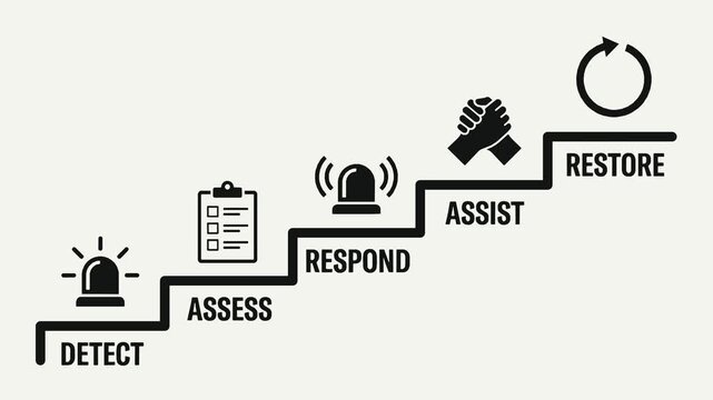 Incident Response and Disaster Recovery Process Flow Diagram with Step-by-Step Emergency Management Stages