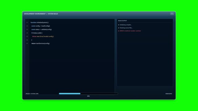 Software Development Environment and System Build Progress with Successful Completion Popup