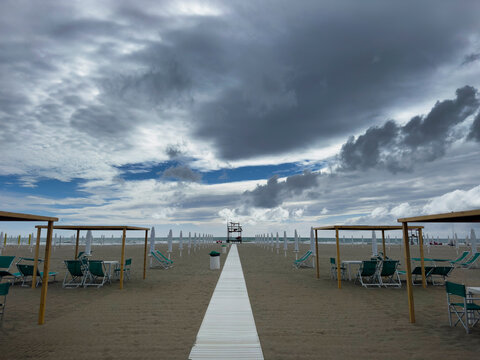 Beach Lifeguard Station on a Cloudy Day