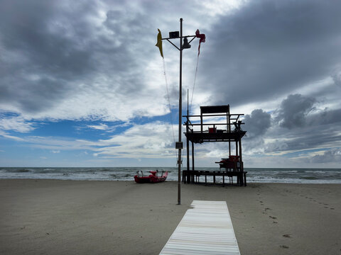 Beach Lifeguard Station on a Cloudy Day