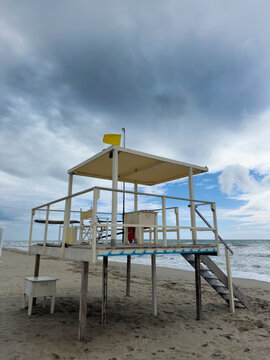 Beach Lifeguard Station on a Cloudy Day