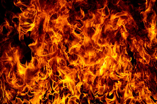 Fire burns brightly. Fire with blazing texture. Realistic fire for creative. Burning fire for banner.