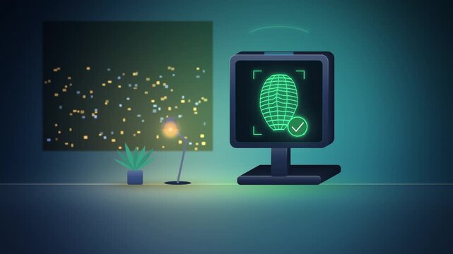 Blue payment terminal facial recognition scan