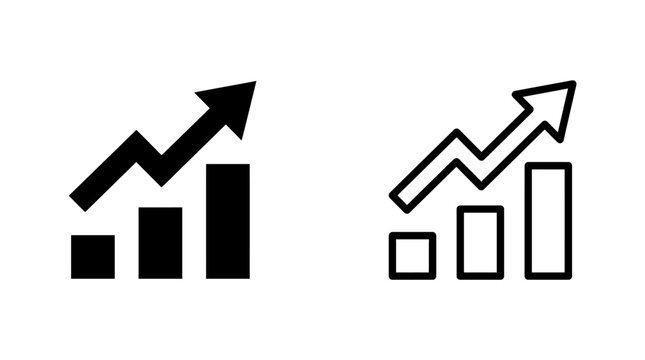 Bar chart growth icons displaying financial progress