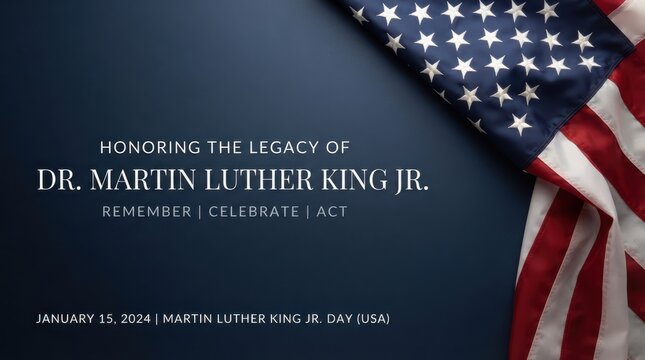 Honoring the legacy of Dr Martin Luther King Jr Day banner with American flag